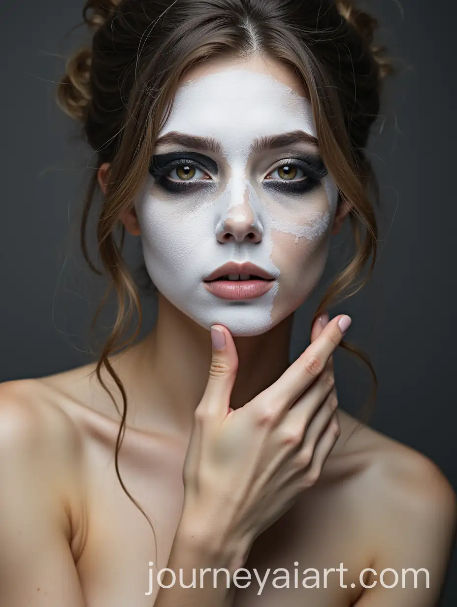 Young-Woman-with-White-and-Black-Face-Art-Portrait
