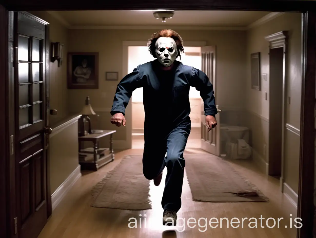 Michael-Myers-Chasing-a-Man-in-a-Dark-House