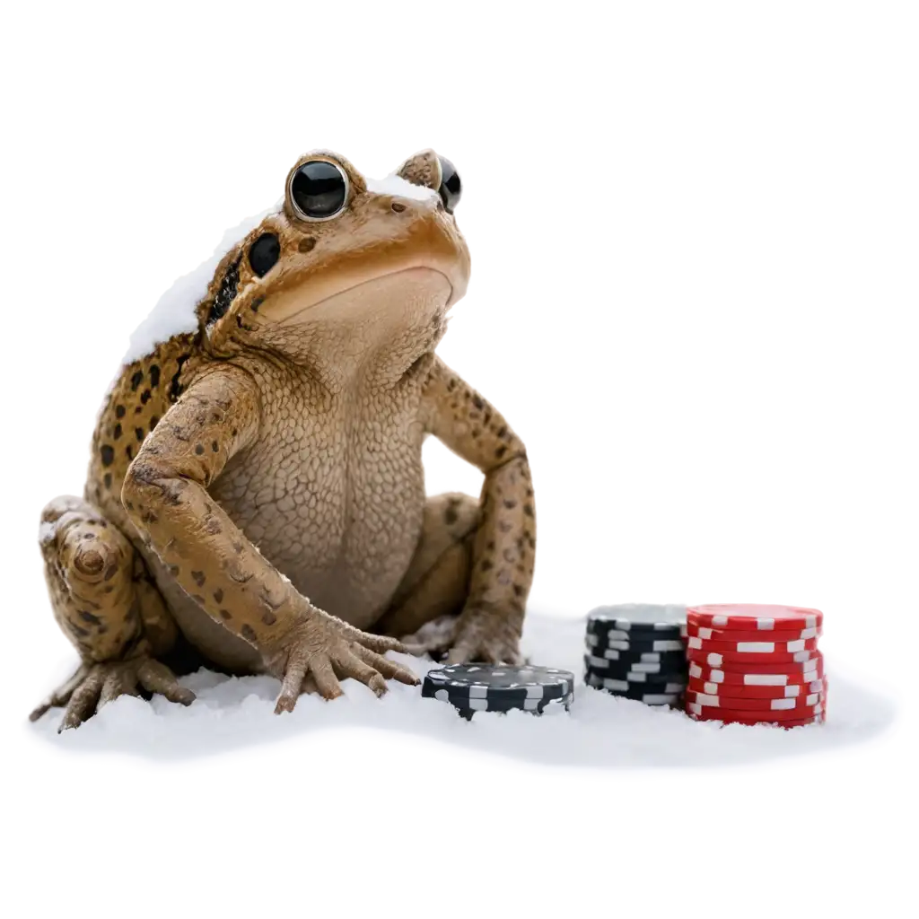 toad playing poker in the snow