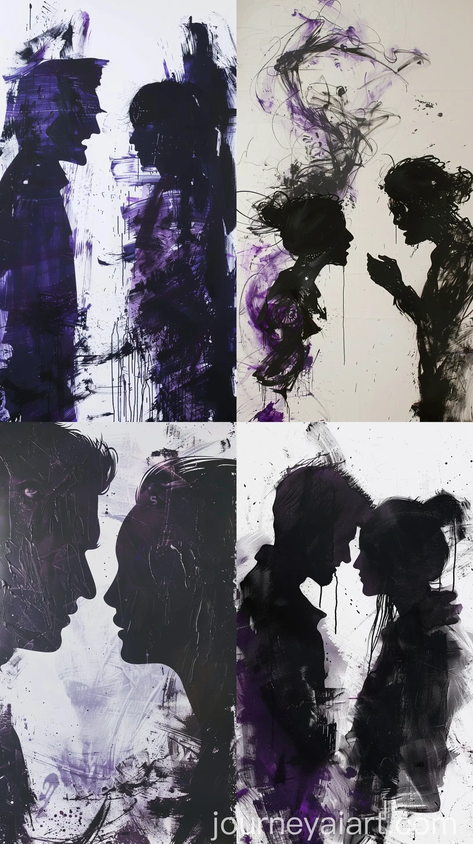 Abstract-Argument-Banksy-Style-Couple-in-Dark-Purple