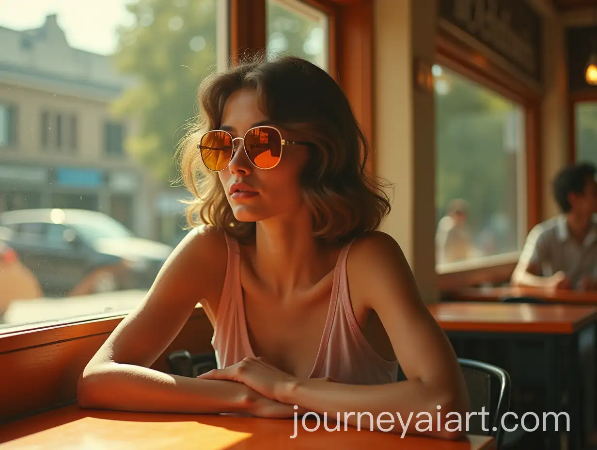 Stylish-1960s-Woman-in-Summer-Caf-with-Reflective-Sunglasses