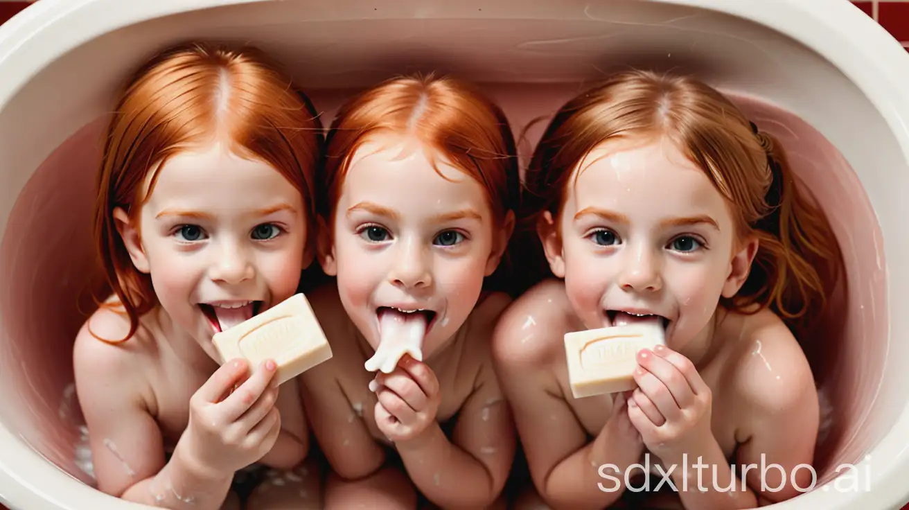 Two-Redhead-Little-Girls-Washing-Each-Others-Mouth-with-Ivory-Soap-in-Family-Bathtub