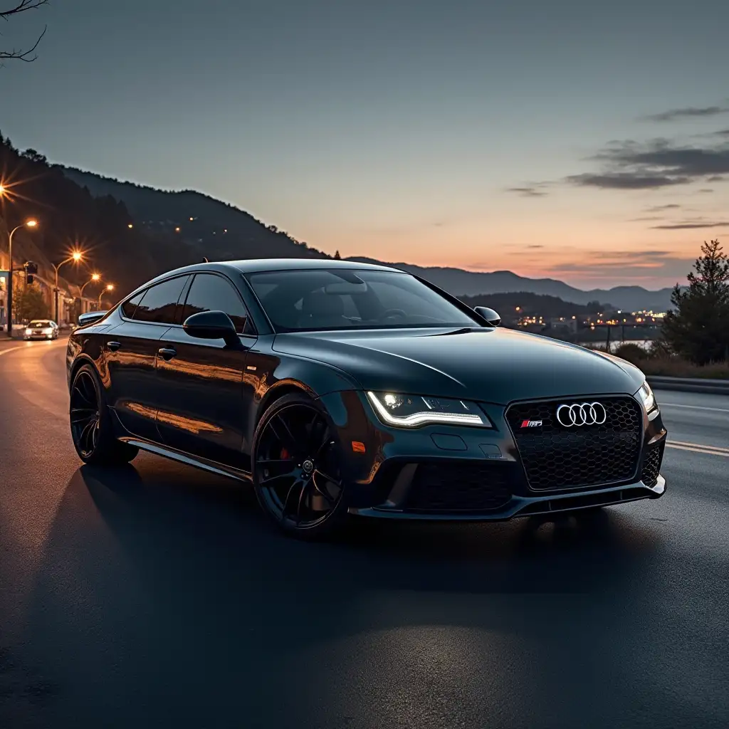 Black color audi car with sunroof