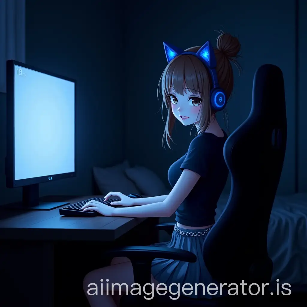 16YearOld-Girl-in-Gaming-Setup-with-Cat-Ear-Headset-and-Determined-Smile