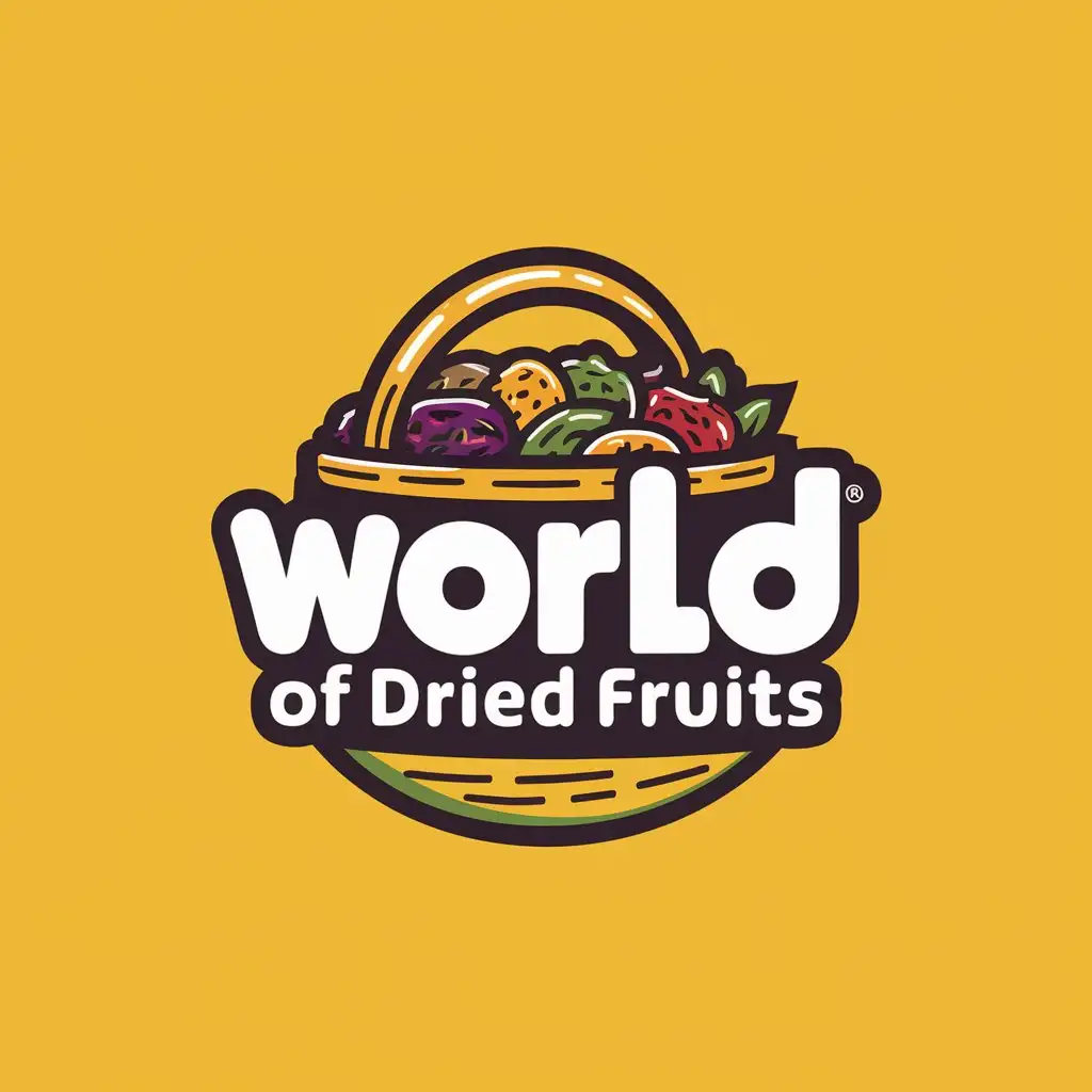 Логотип на Желтом фоне, Надпись "World of Dried Fruits"