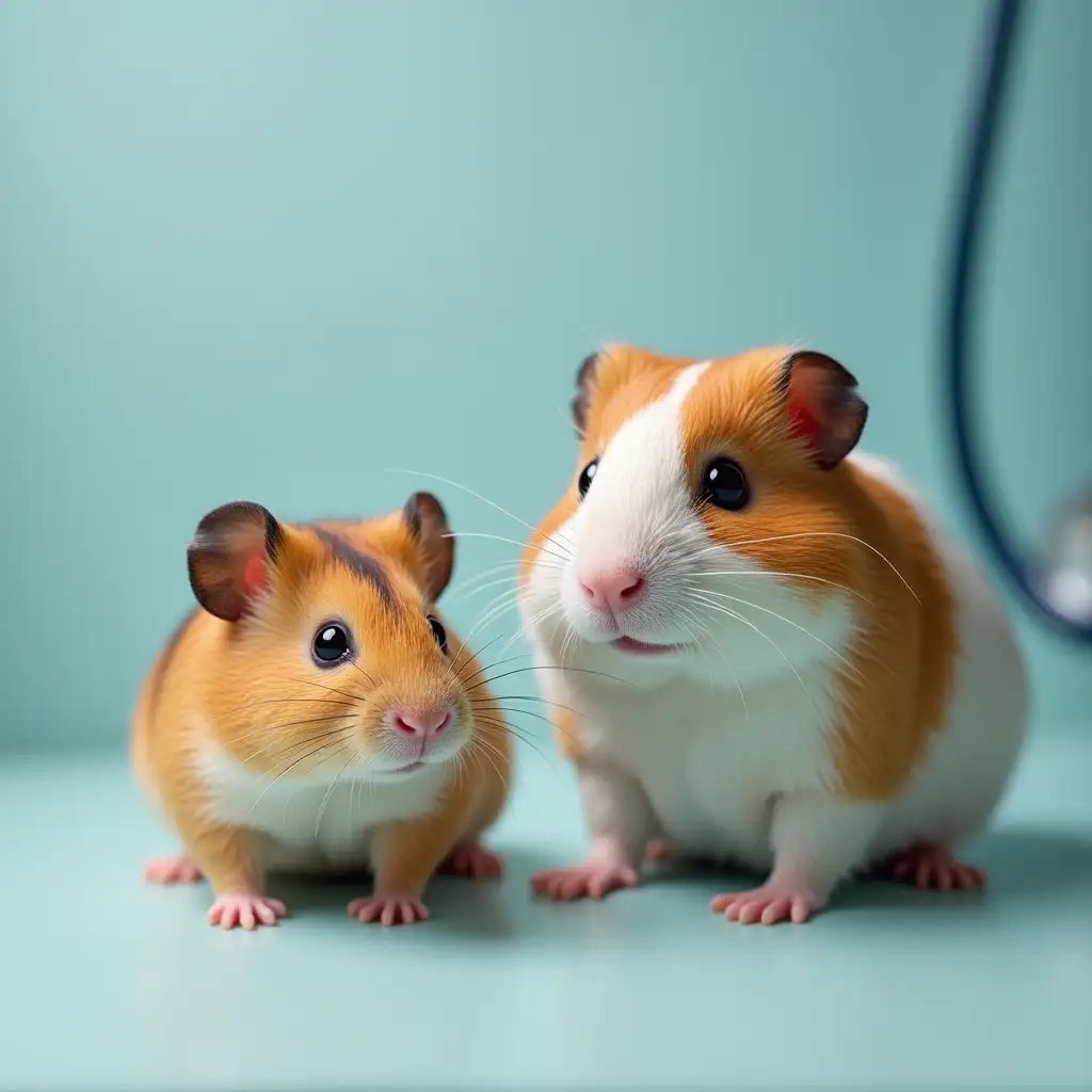 hamster and guinea pig at the vet clinic