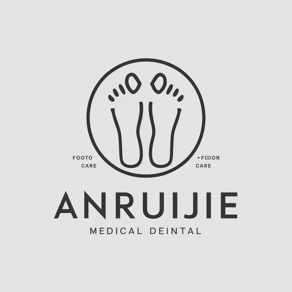 a vector logo design,with the text "Anruijie", main symbol:Deodorize, disinfect, foot care,Moderate,be used in Medical Dental industry,clear background