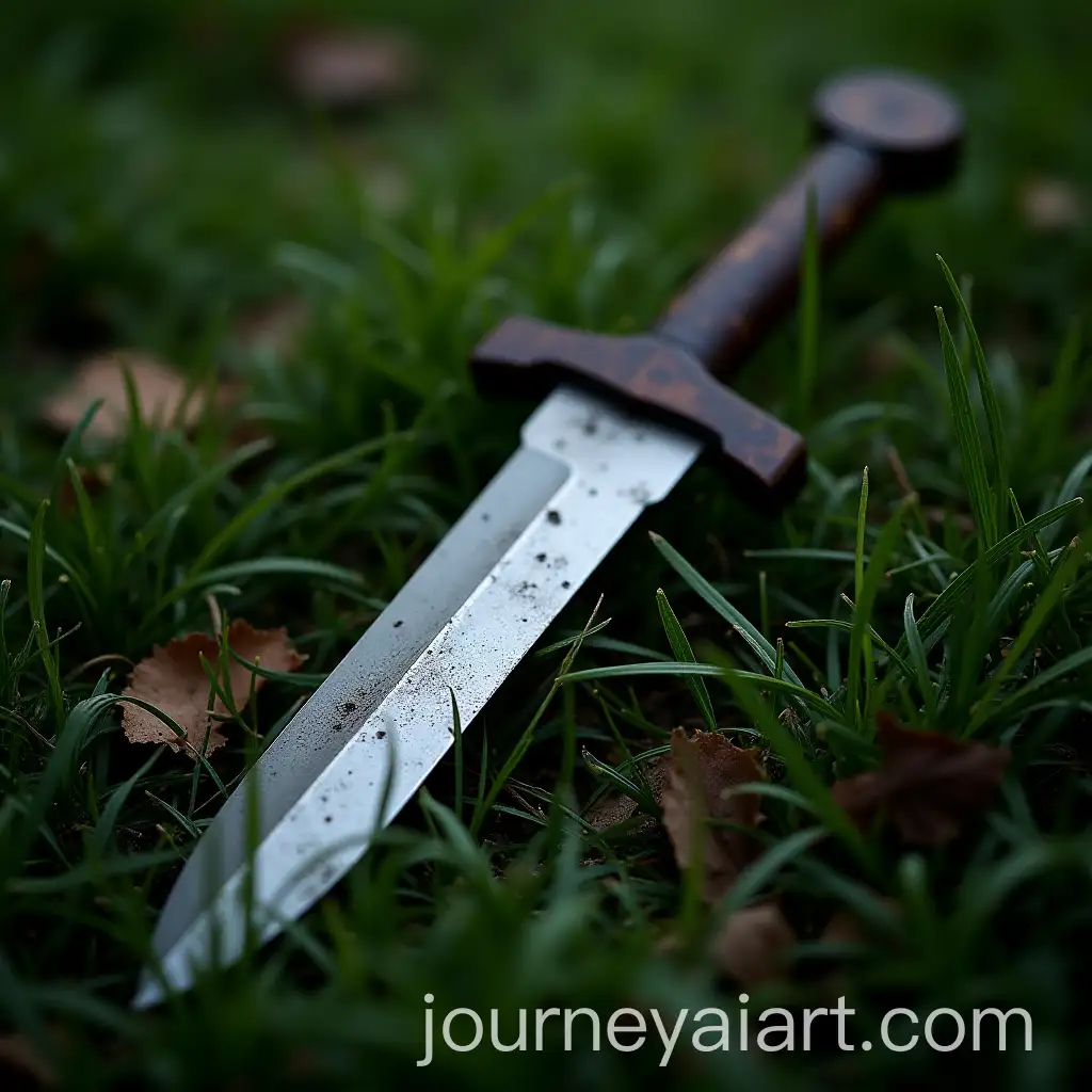 Intricately-Designed-Dagger-Resting-on-Lush-Green-Grass