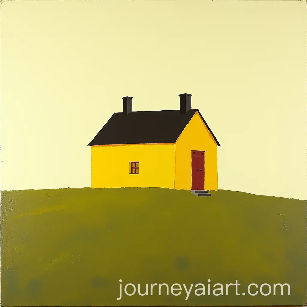 Yellow-House-on-a-Small-Hill-in-Artistic-Painting-Style