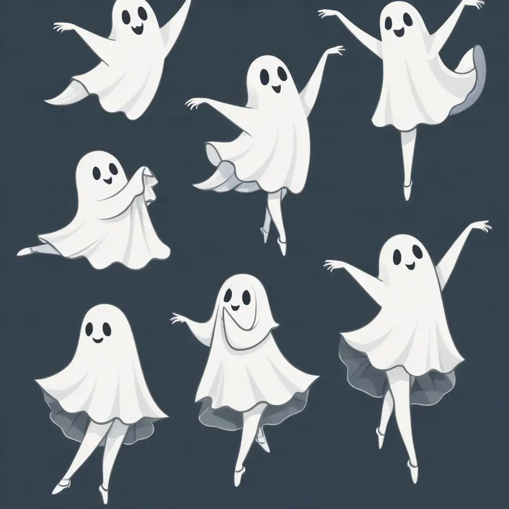 Whimsical Ghost Ballet Poses in Cute Halloween Costumes