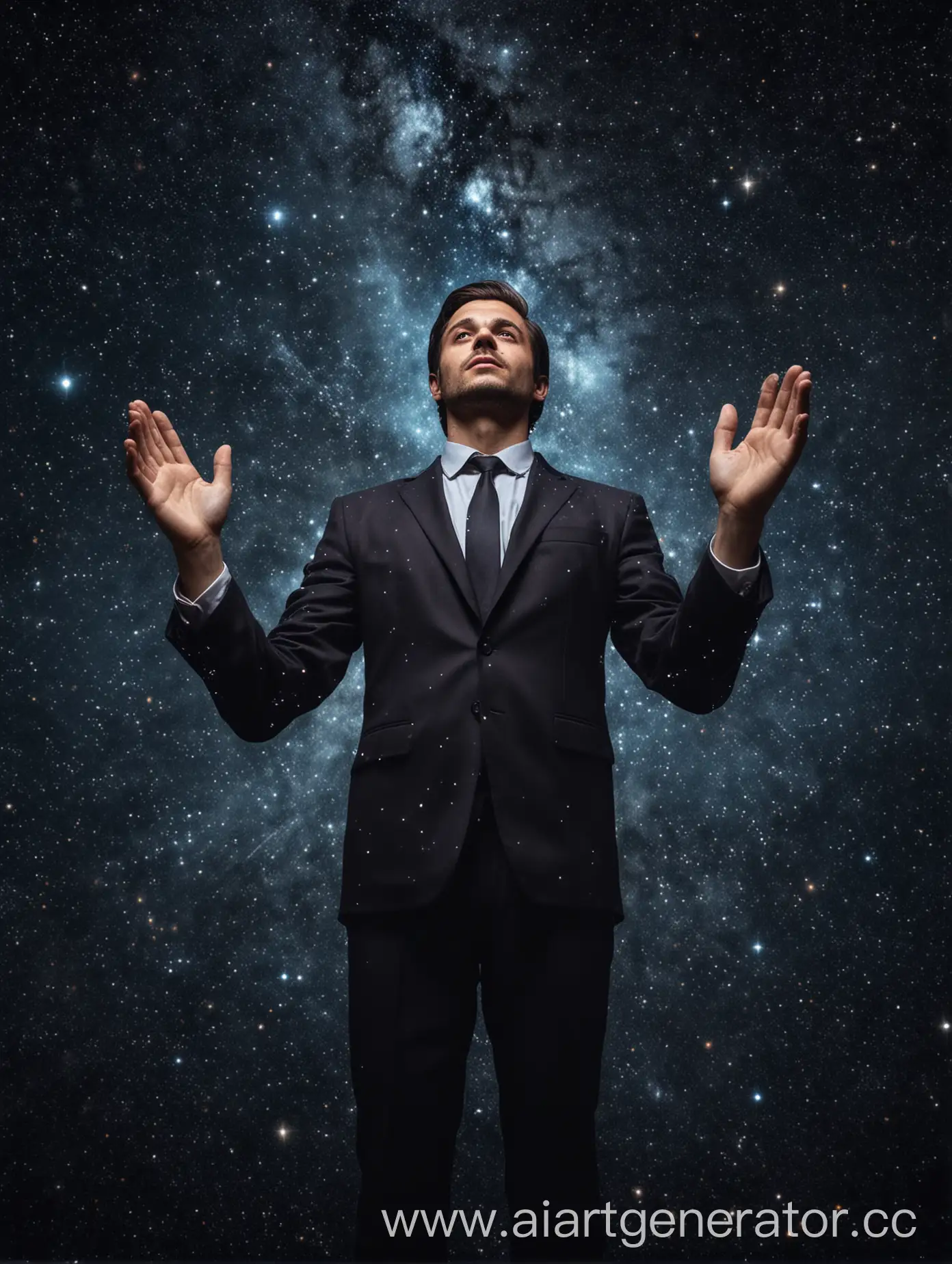 Starry-Cosmos-Suit-Person-Holding-Galaxies-with-Super-Strength