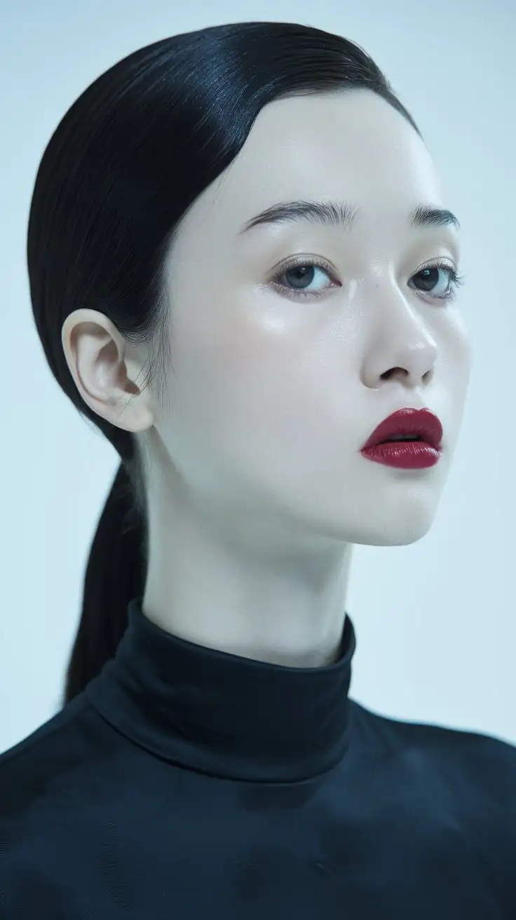 Portrait-of-a-Woman-with-Porcelain-Skin-and-Bold-Ruby-Red-Lipstick