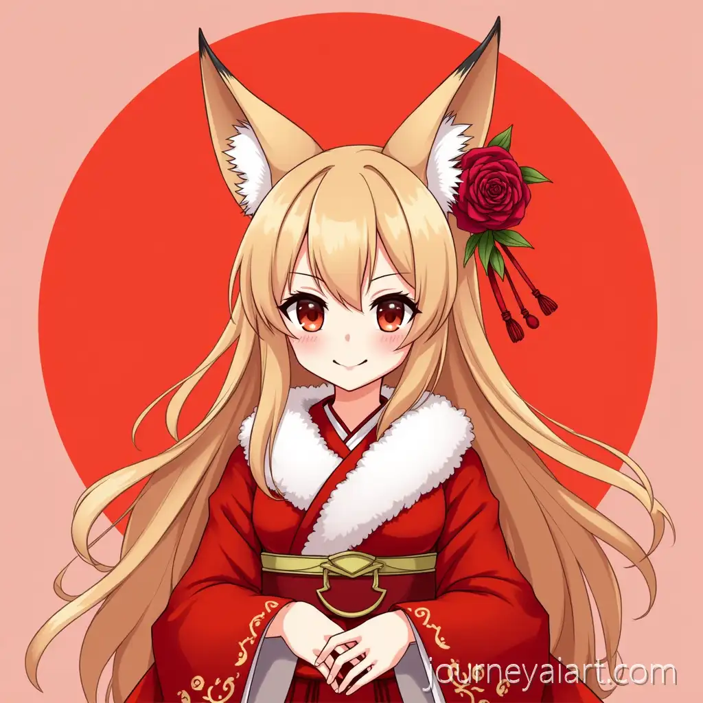 Classical-Japanese-Anime-Character-with-Fox-Ears-in-Red-Theme