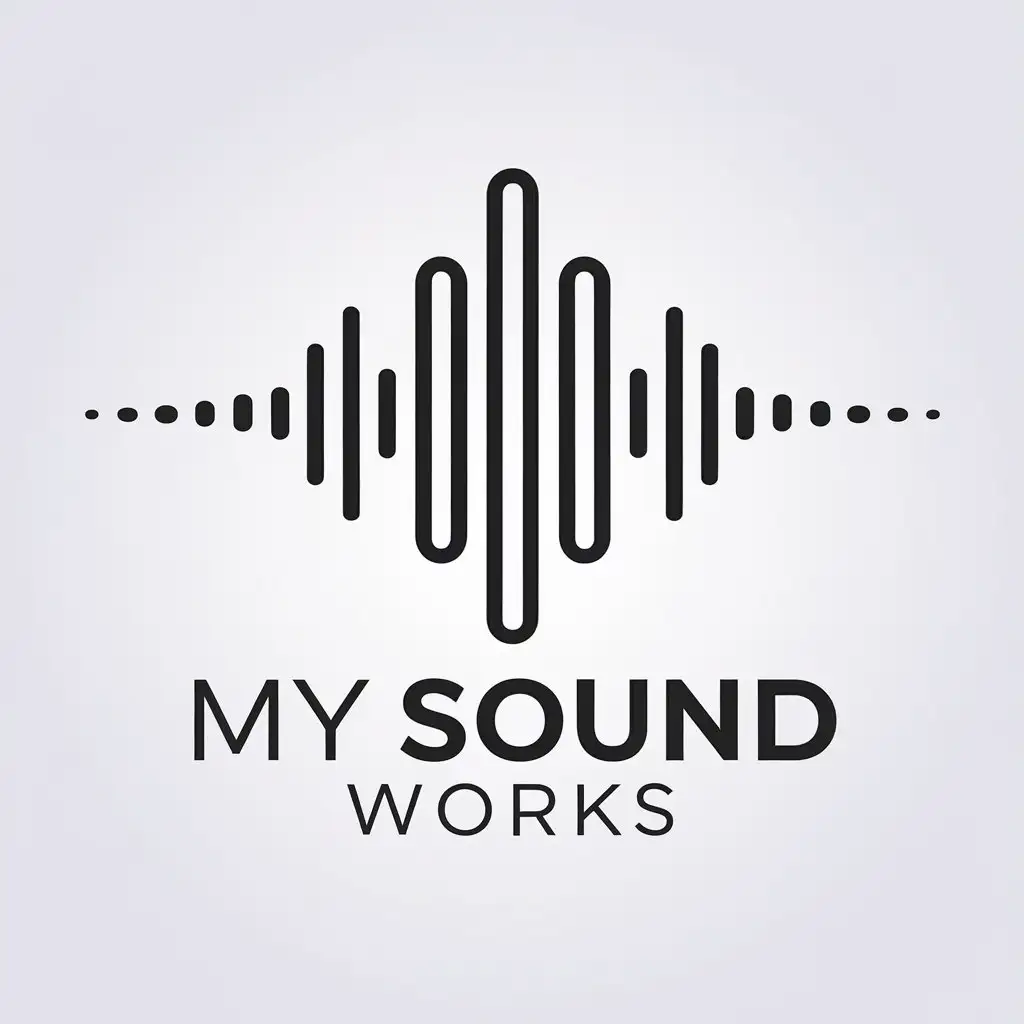 LOGO Design For My Sound Works Modern Sound Wave with Clear Background