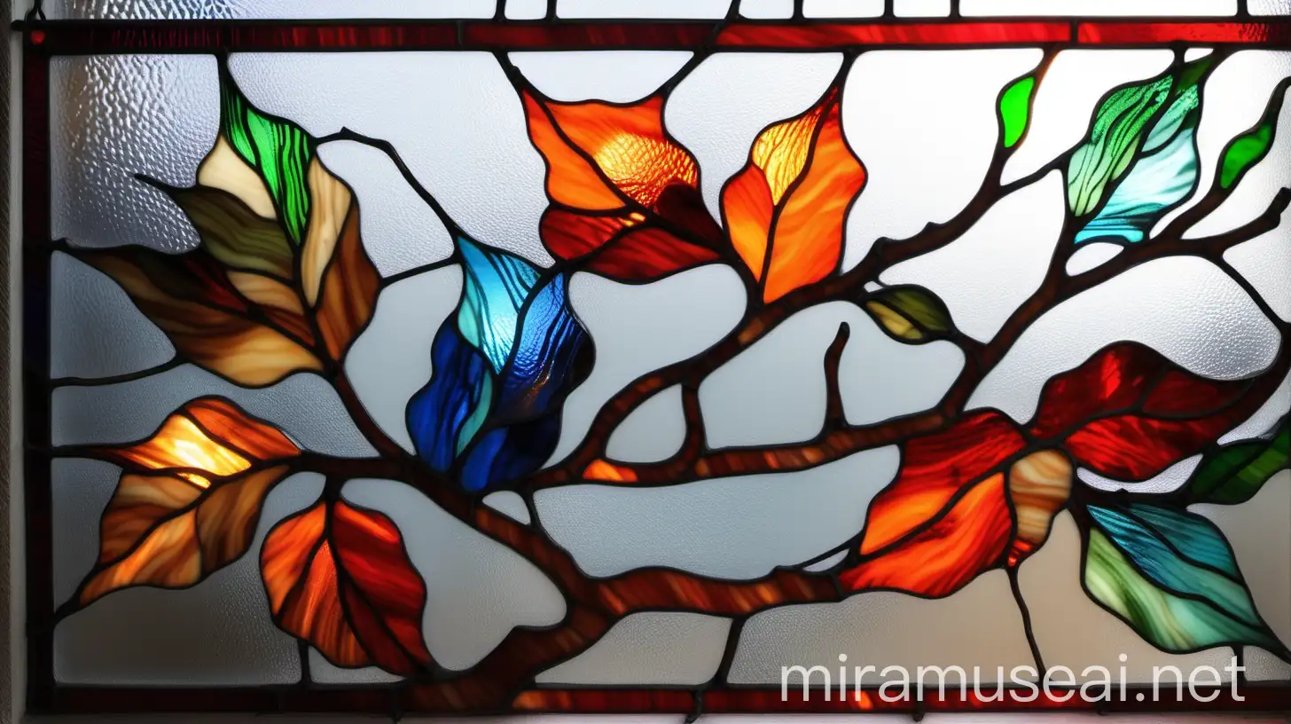 Colorful Stained Glass Branch with GranaTOVY Colors Red Green Blue Orange Brown Tiffany Glass