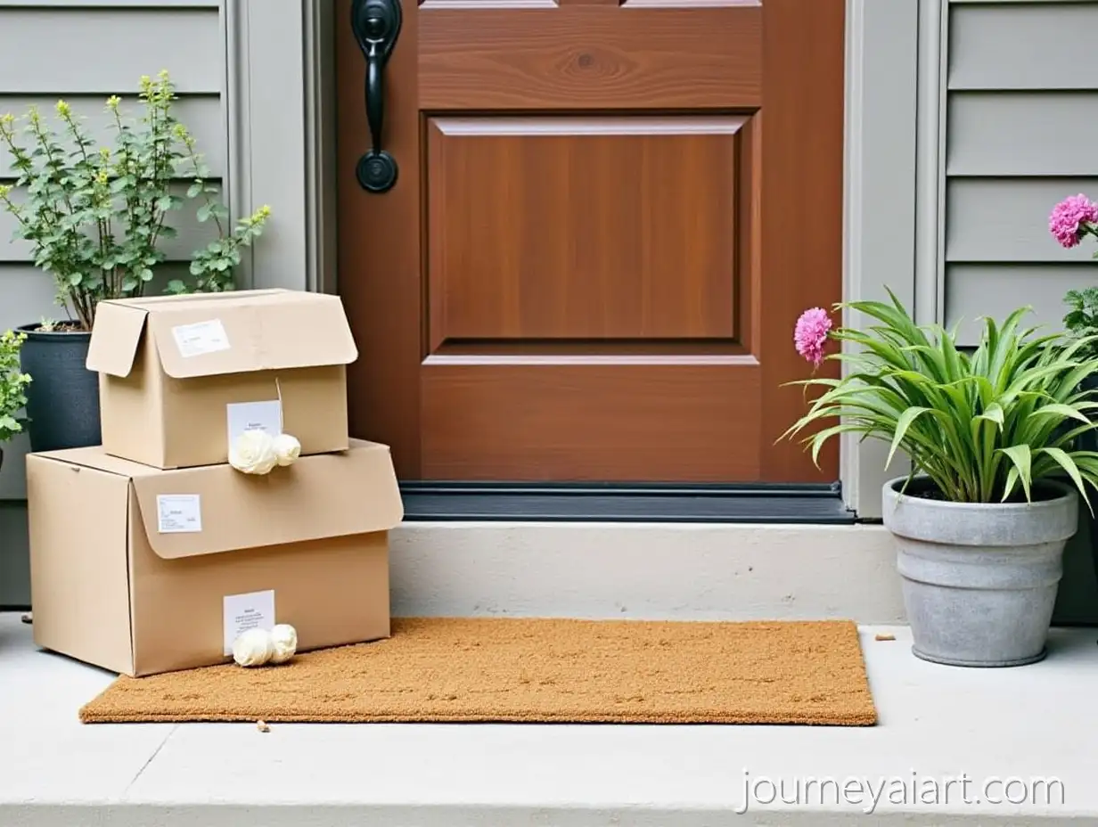 Front-Door-with-Outdoor-Floor-Mat-and-Delivered-Packages