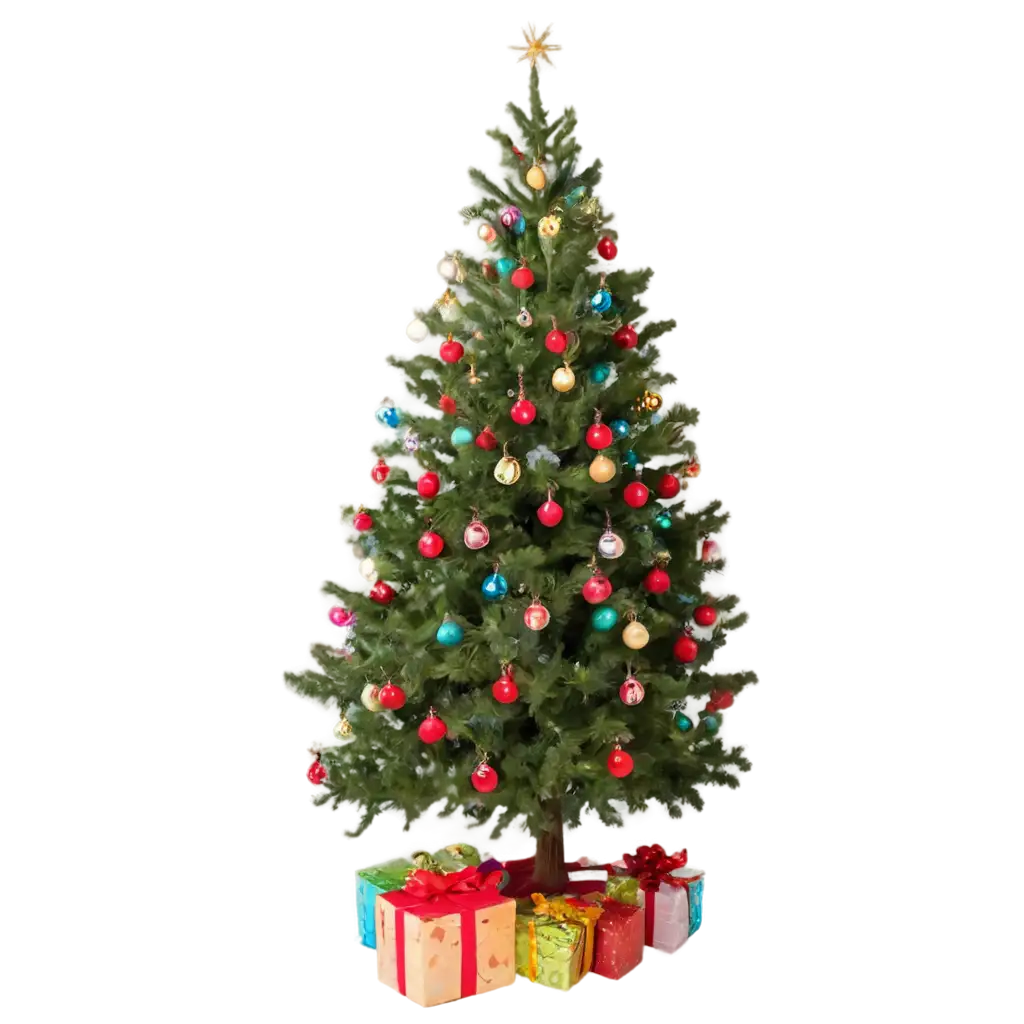 New-Years-Tree-Decorated-with-Toys-PNG-Image-of-a-Standless-Tree-with-a-Bare-Trunk