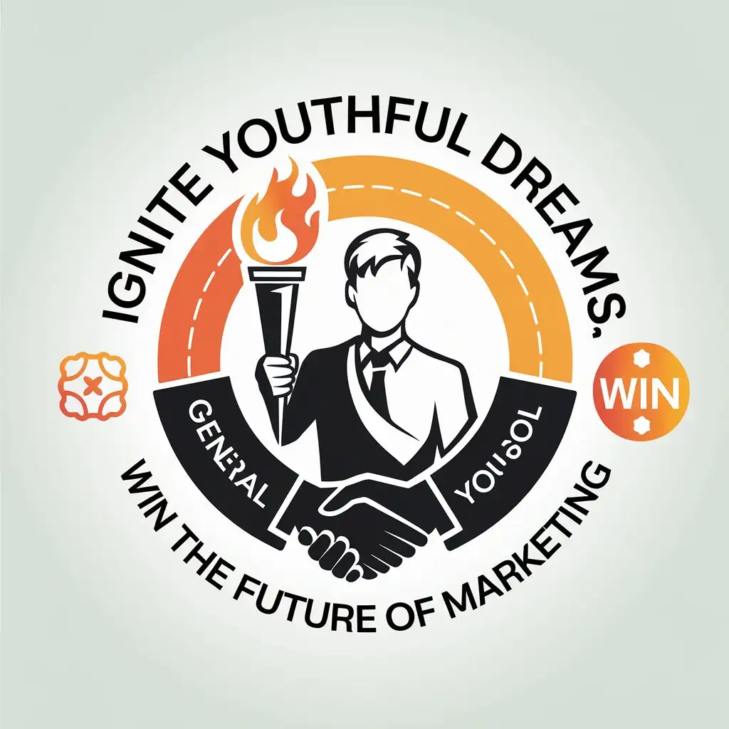 LOGO-Design-For-Ignite-Youthful-Dreams-Torch-Flame-with-Handshake-and-WinWin-Theme