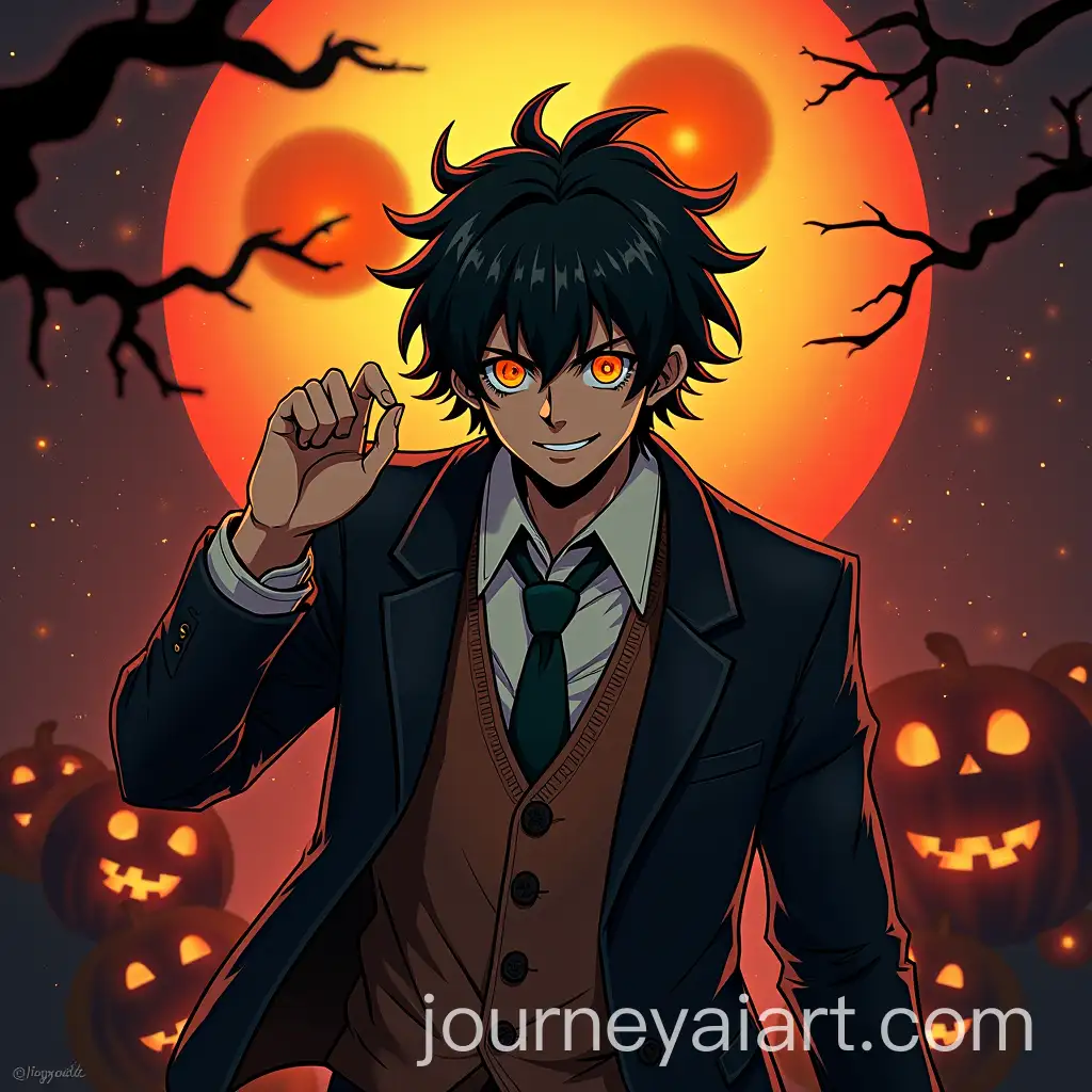 Gojo-Satoru-HalloweenThemed-Wallpaper-Featuring-Vibrant-Colors-and-Festive-Elements