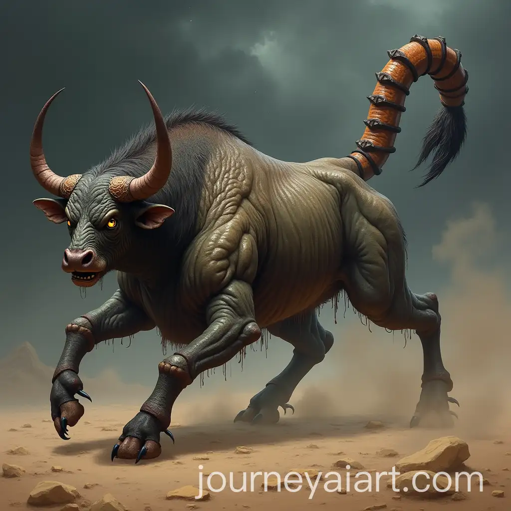 Hybrid-BullScorpion-Creature-with-Muscular-Body-and-Venomous-Tail-in-a-Stormy-Desert