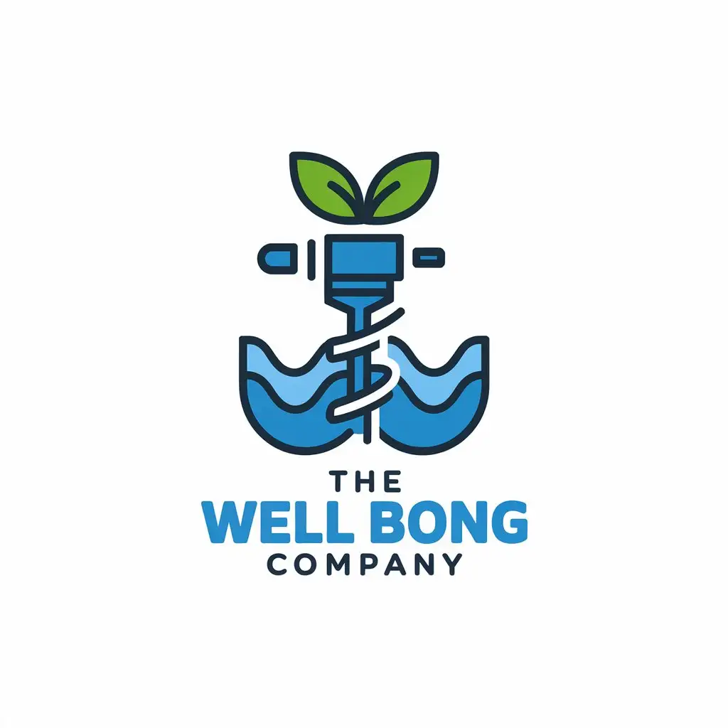 LOGO Design for The Well Boing Company Modern Drill Icon with EcoFriendly Water Waves