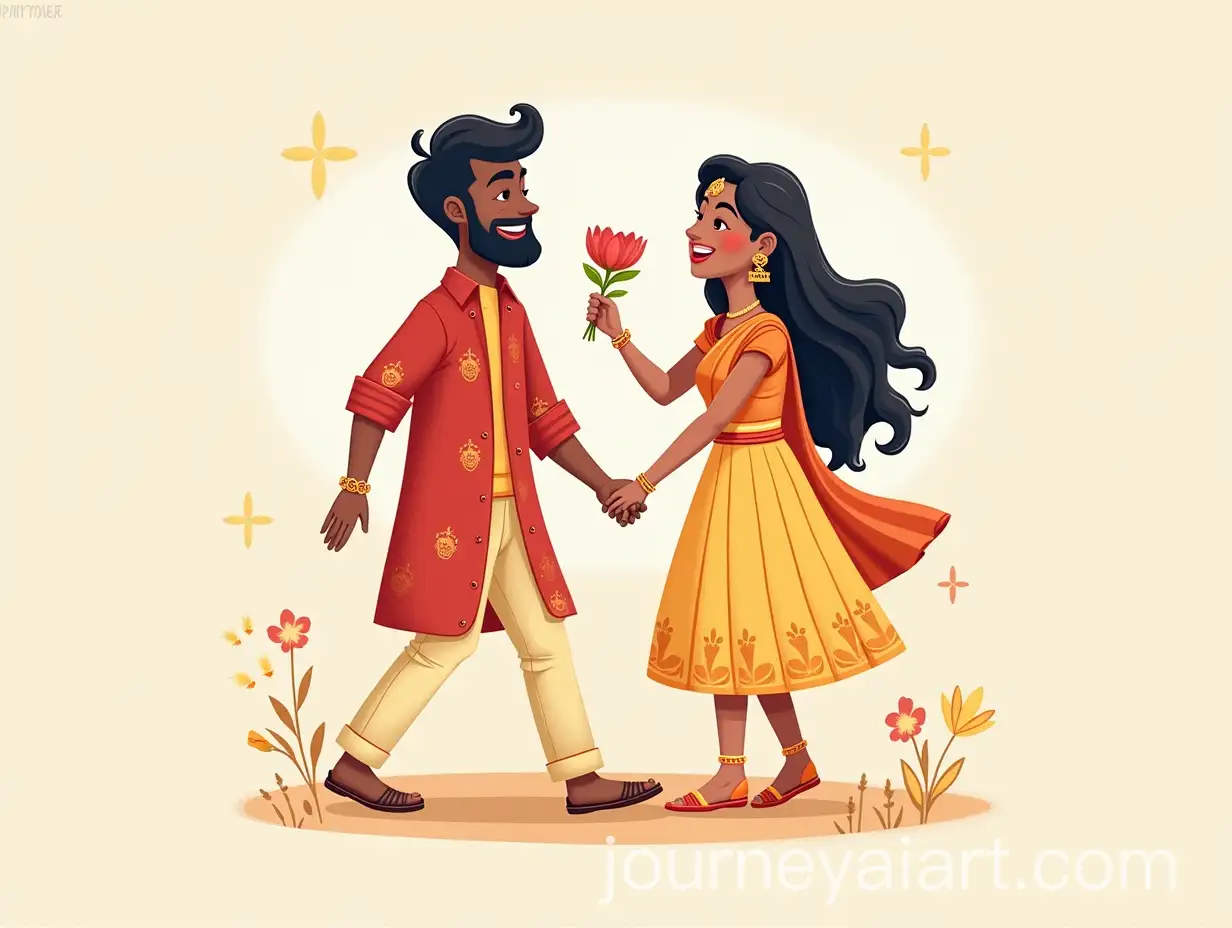 Joyful-South-Indian-Couple-Celebrating-Engagement-in-Traditional-Style