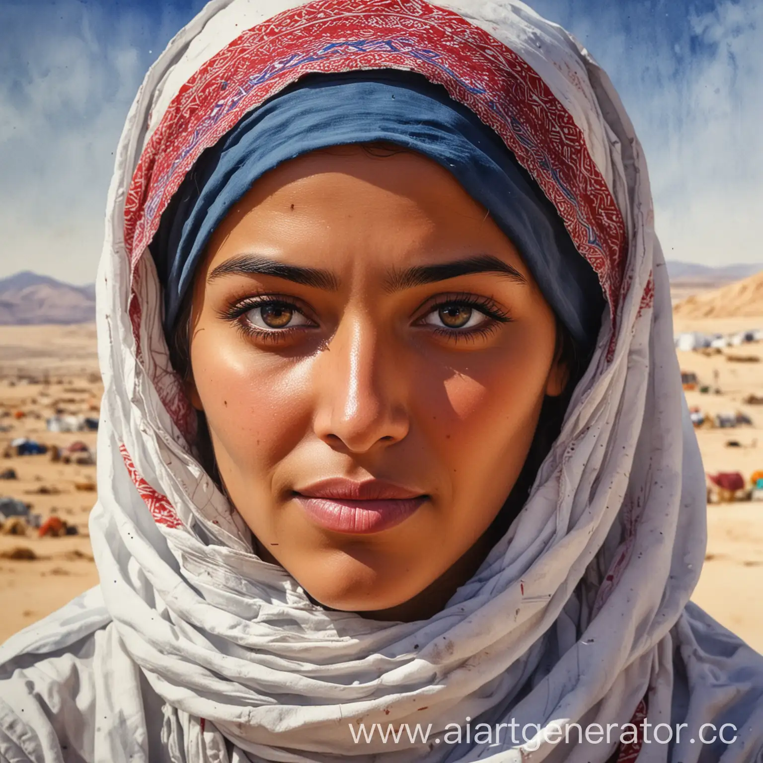 Bedouin-Tunisian-Woman-in-Watercolor-Masterpiece-Digital-Illustration-with-Cinematic-Lighting