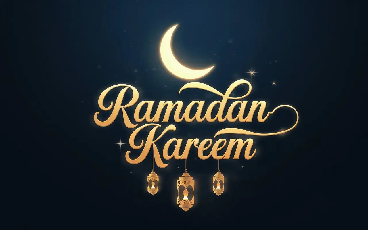 Elegant-Ramadan-Kareem-Script-with-Crescent-Moon-and-Lanterns