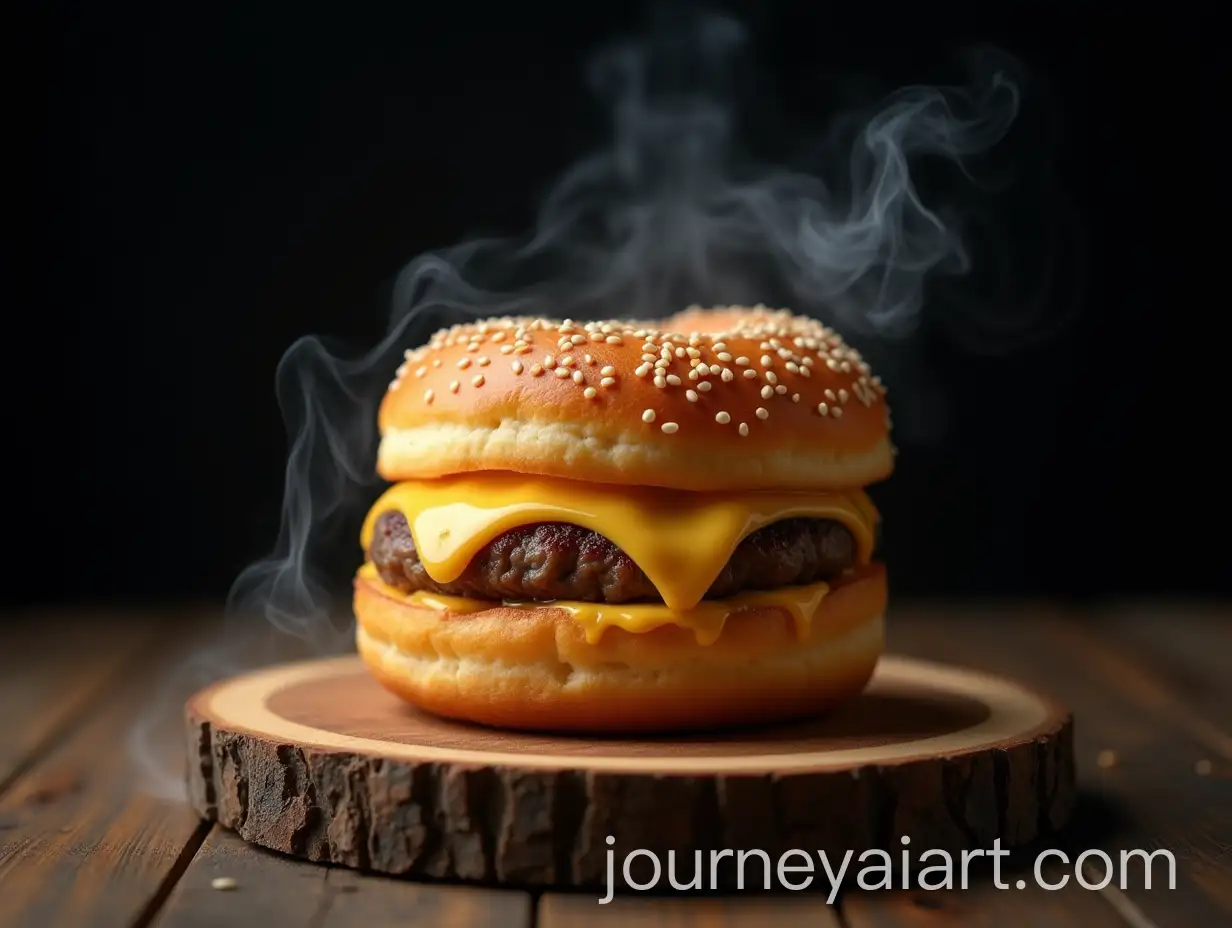 Donut-Burger-with-Melted-Cheese-and-Smoky-Atmosphere