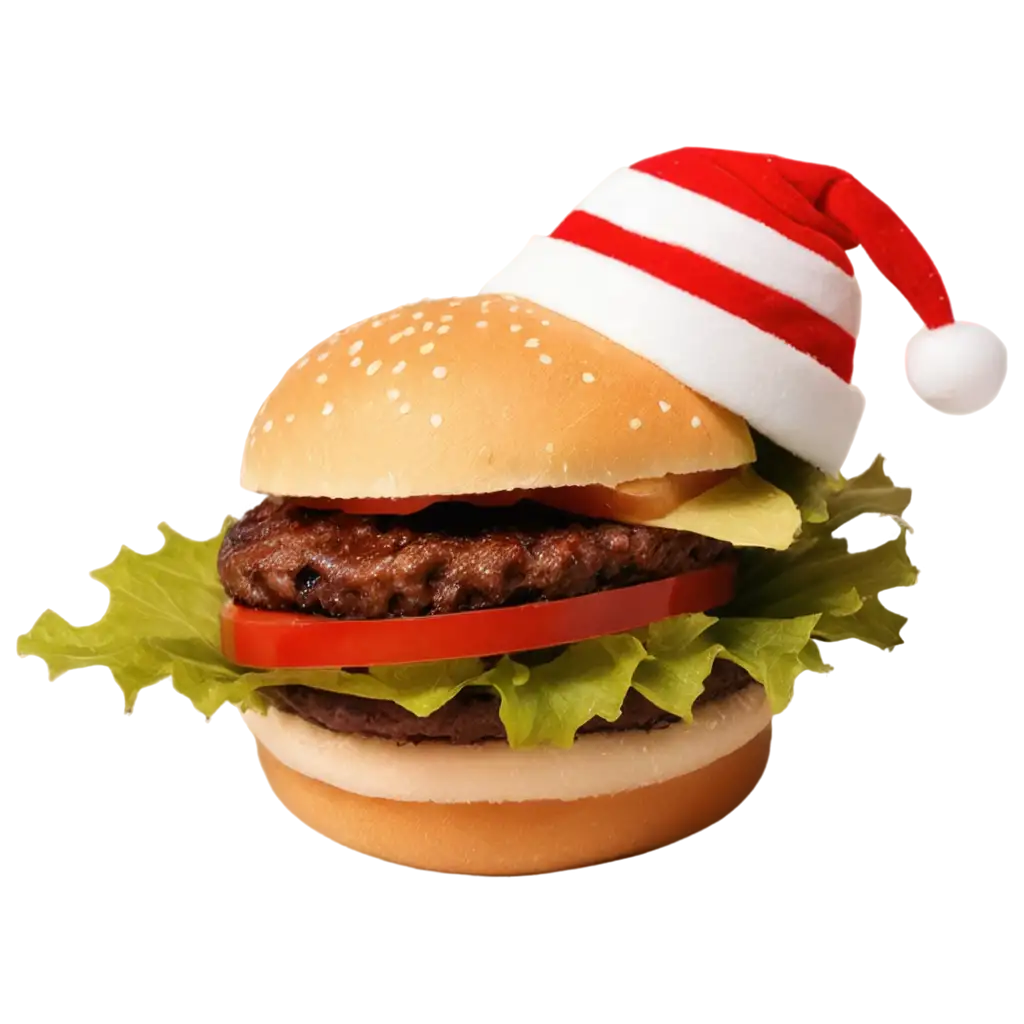 Santa-Cap-on-a-Burger-PNG-Image-Festive-Fast-Food-Fun-for-Holiday-Promotions