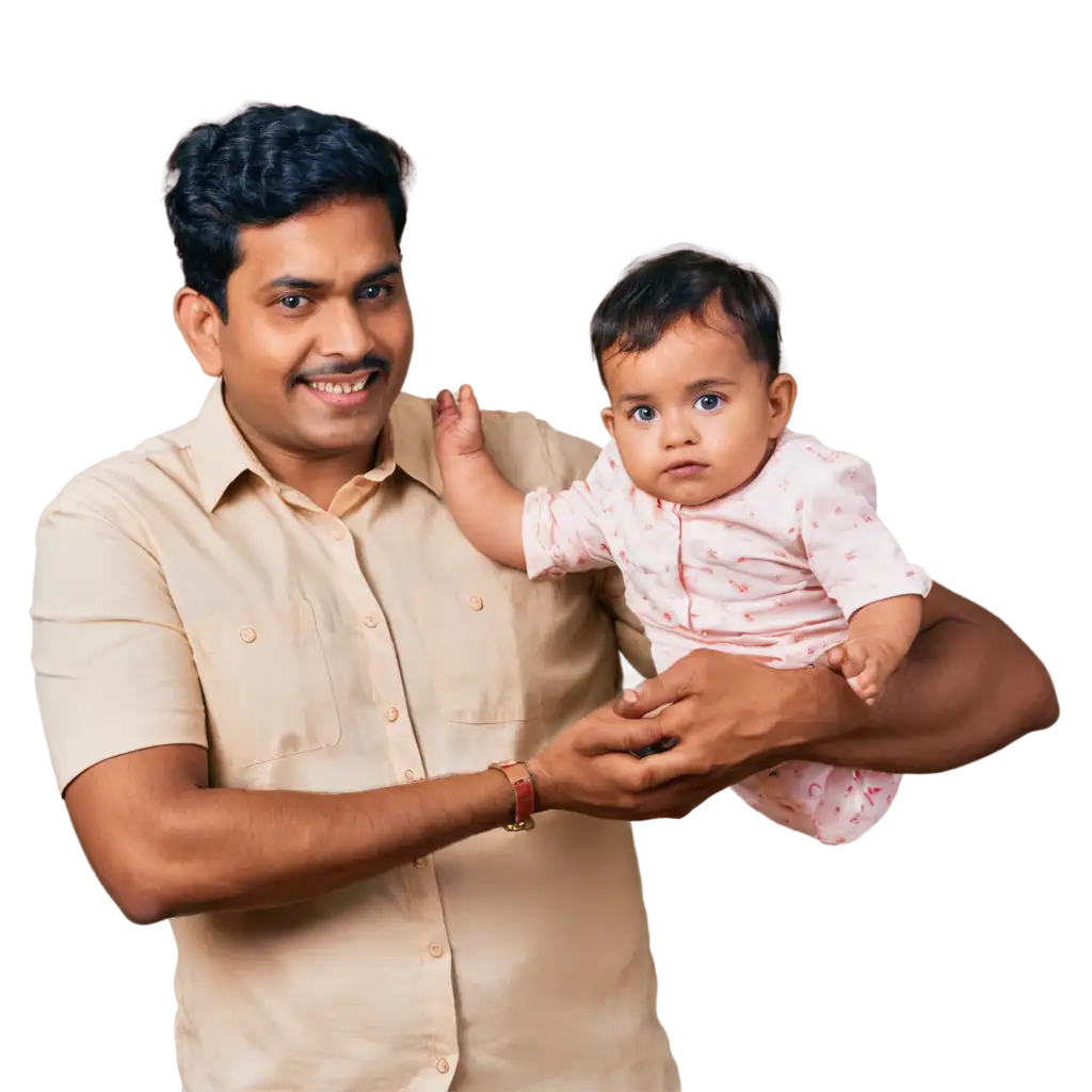 South-Indian-Father-Holding-1YearOld-Baby-in-Left-Hand-PNG-Image-for-Family-and-Cultural-Representation