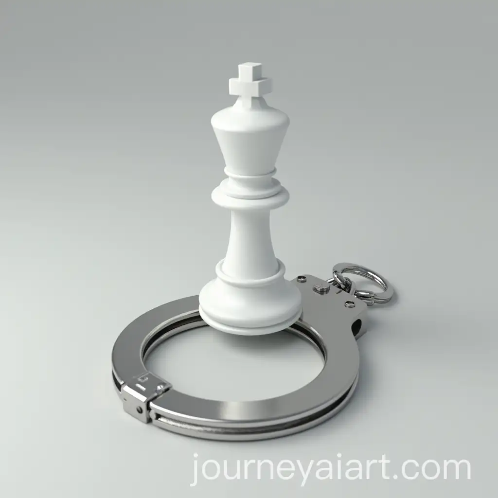 Realistic-White-Pawn-and-Open-Handcuffs-in-Pawn-Ring-on-Floor