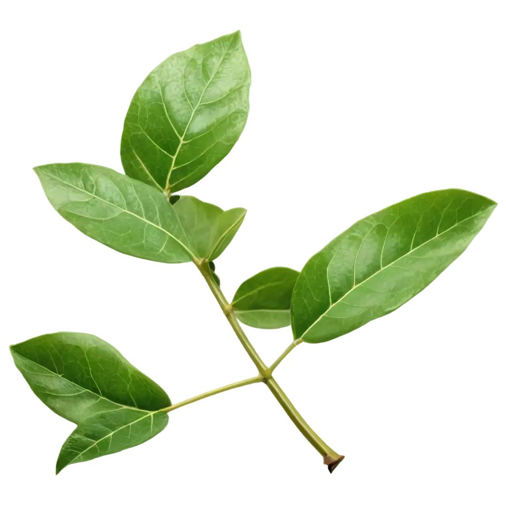 lemon leaves on a branch, white background