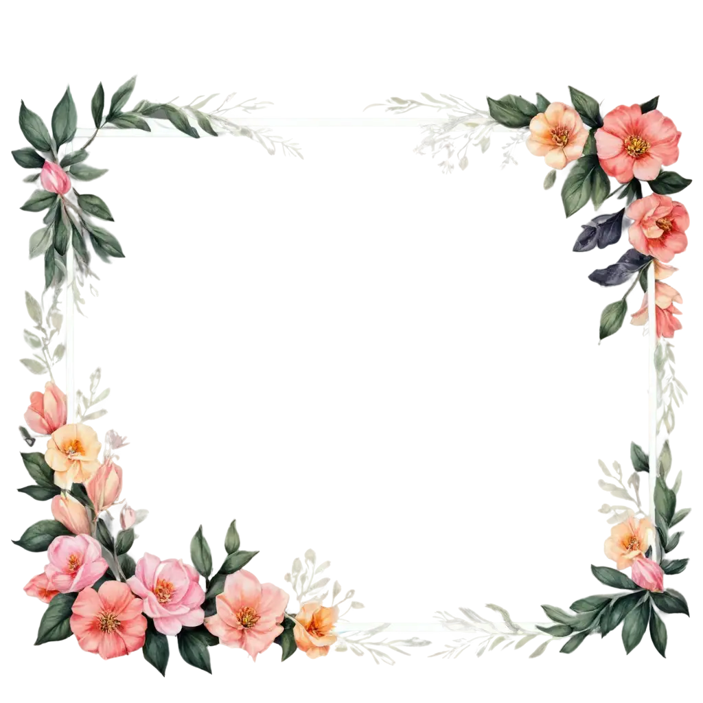 Elegant-Corner-Flower-Frame-Drawing-in-PNG-Format-for-Versatile-Design-Applications