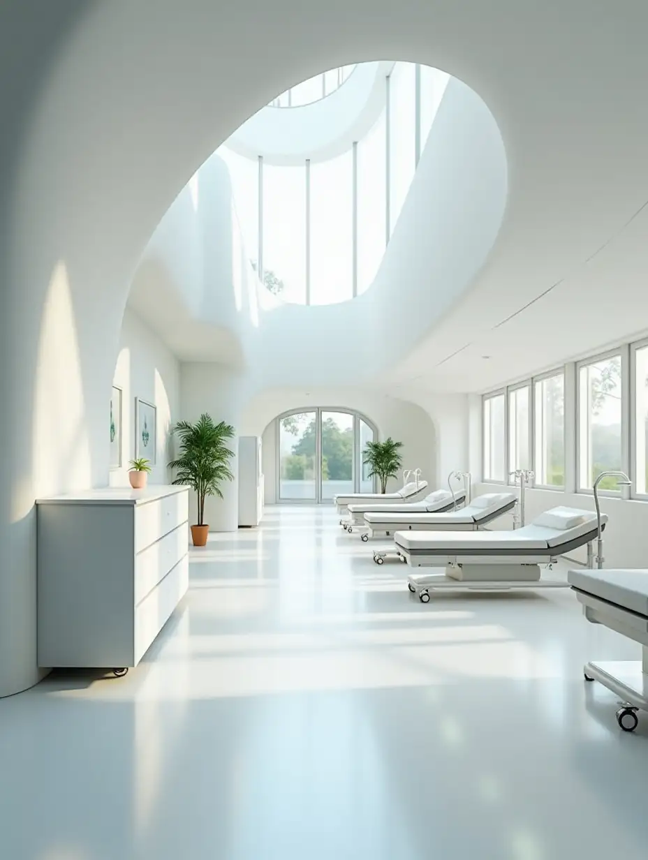 Modern Hospital Architecture Featuring Organic Shapes and Inviting Interiors