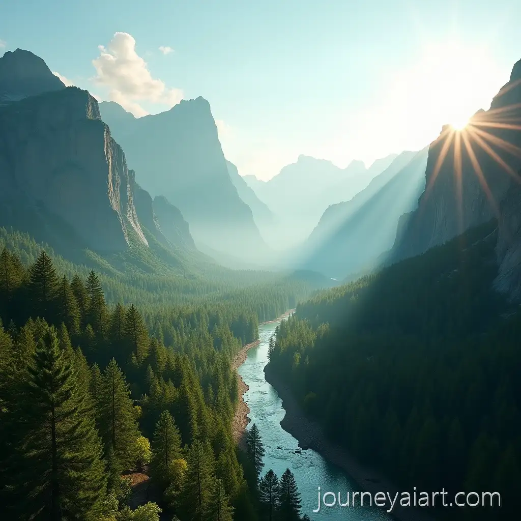 Drone-Shot-of-Majestic-Mountain-Landscape-at-Sunrise-with-LMountain-landscape-drone-shotush-Valleys-and-Sparkling-River