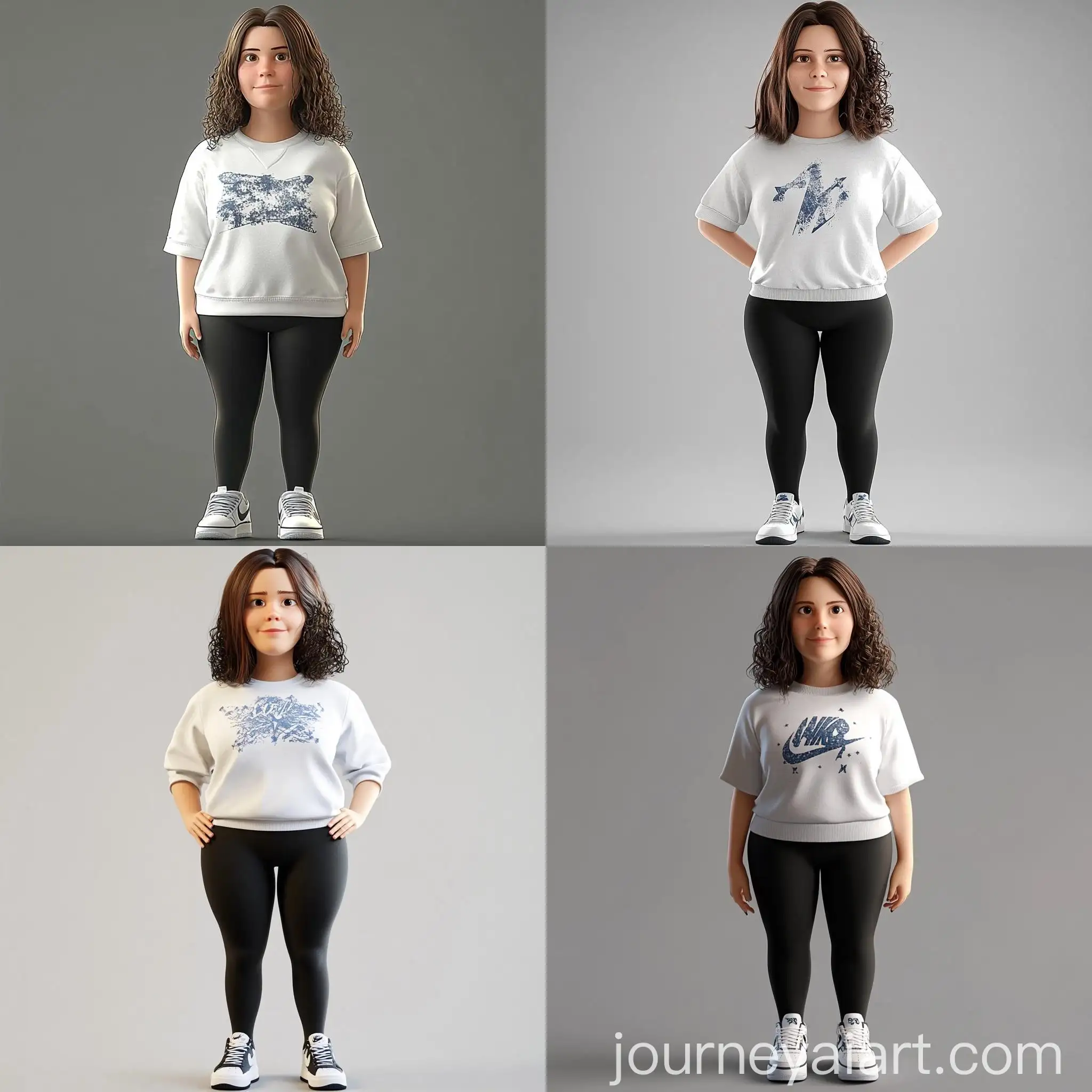 CurlyHaired-3D-Pixar-Girl-in-Black-Leggings-and-White-Sweatshirt