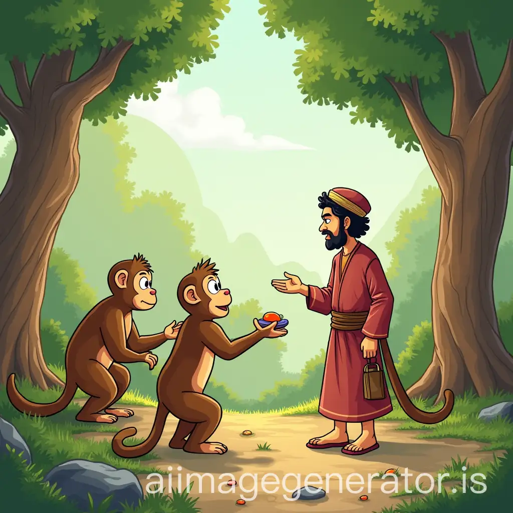 Salim-Being-Welcomed-by-Monkeys-and-Sharing-Forest-Fruits