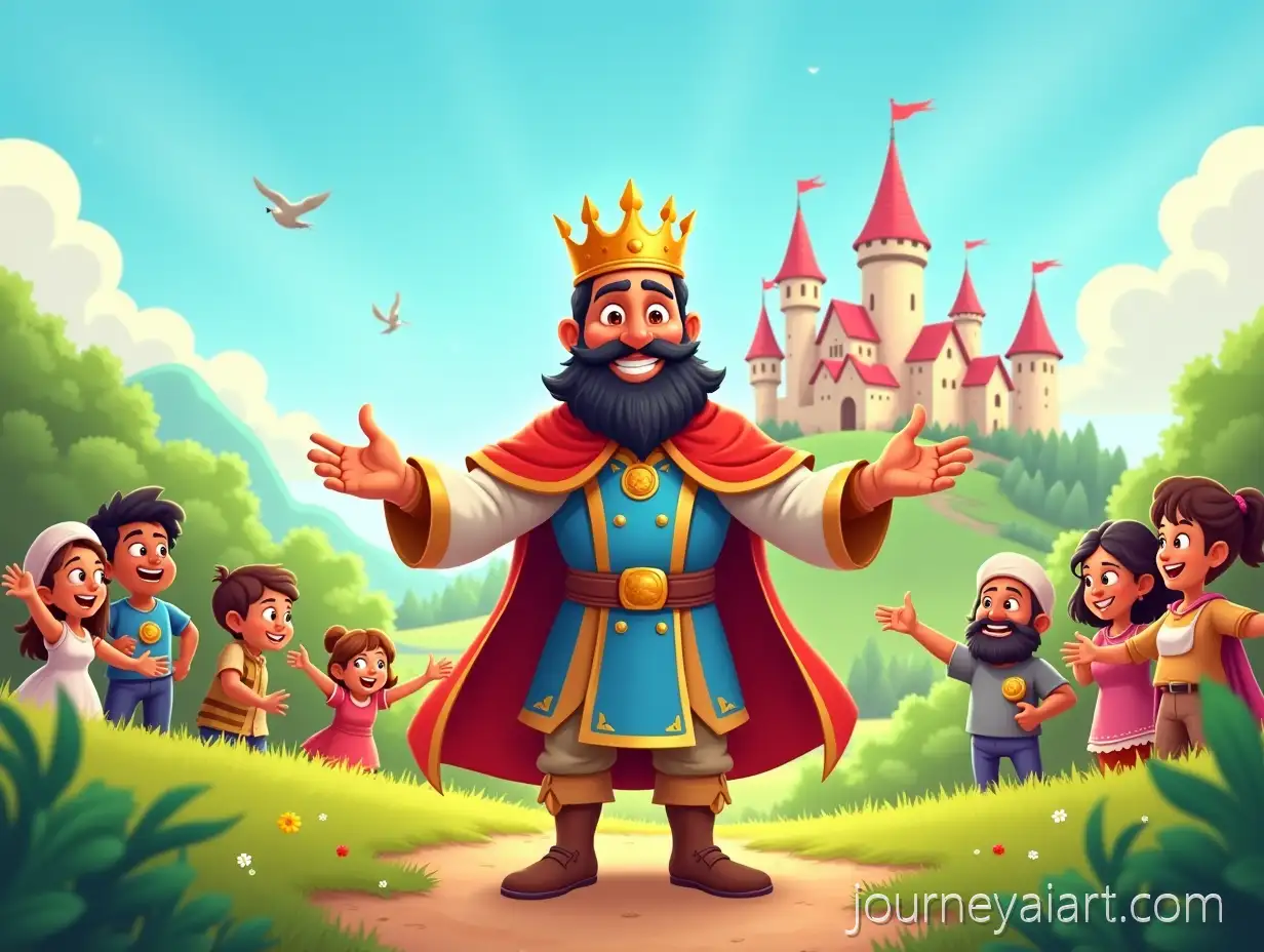 King-Pari-in-The-Land-of-Fairness-SurKing-Pari-in-Fairness-Kingdomrounded-by-Joyful-Villagers