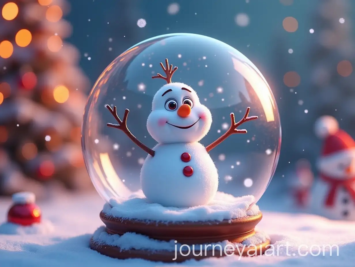 Happy-Snowman-in-a-Festive-Glass-Ball-with-Christmas-Decor