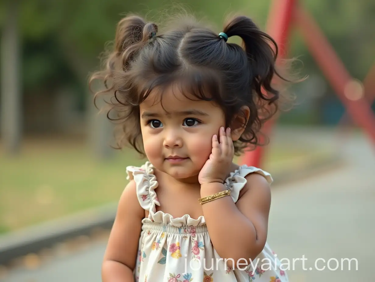 Infant-Boy-in-Playground-Surrounded-by-Happy-Children-with-Mean-Girl-Watching
