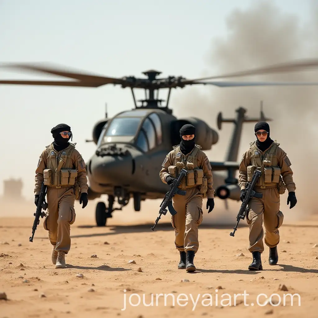 American-Military-Helicopter-AH64D-Apache-Under-Attack-in-Desert-with-Female-Pilots-and-Armed-Enemy-Soldiers