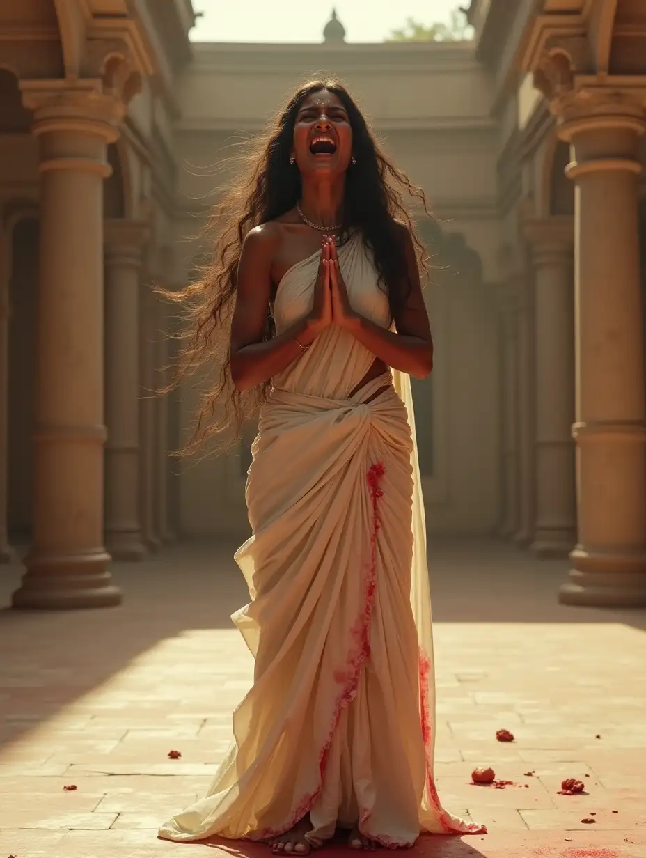 Draupadi-in-a-Desolate-Royal-Court-Emotional-and-Humiliated-in-a-Torn-White-Saree