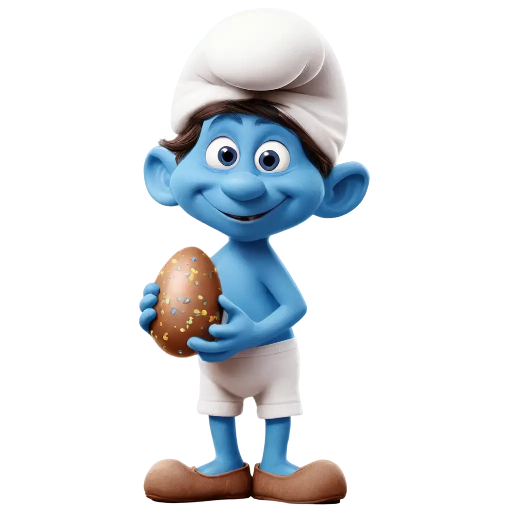 Young-Smurf-Eating-an-Easter-Chocolate-Egg-PNG-Image-for-Fun-and-Creative-Designs