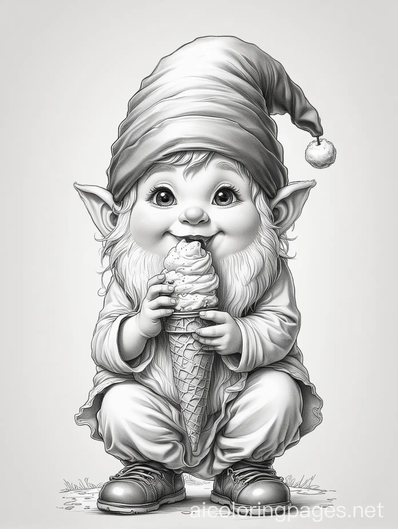 Adorable-Gnome-Enjoying-Ice-Cream-in-a-Simple-Line-Art-Design