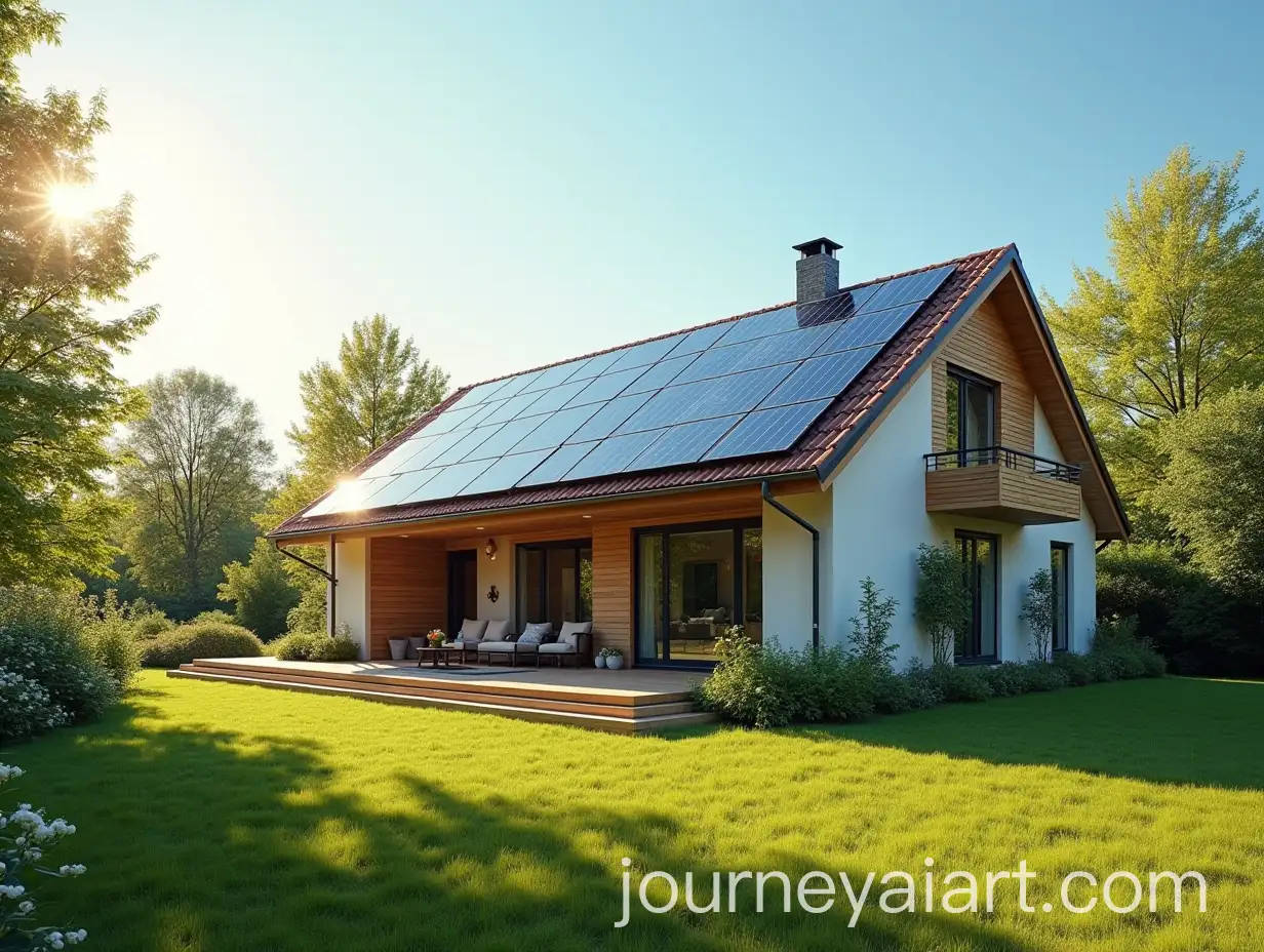 Ground-Floor-House-with-Solar-Panels-on-a-Sunny-Day