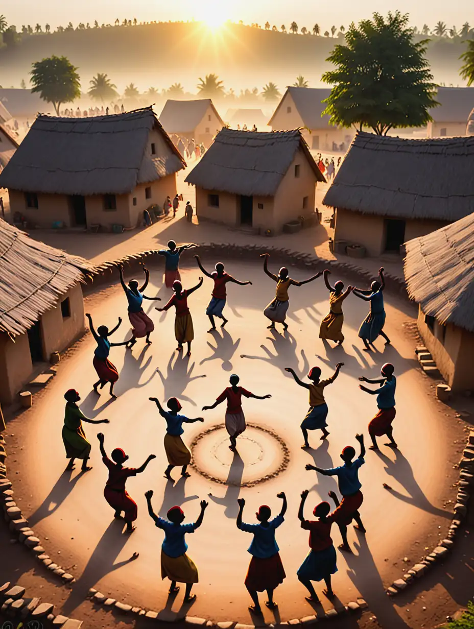 Village-Dancing-in-a-Circle-at-Sunrise