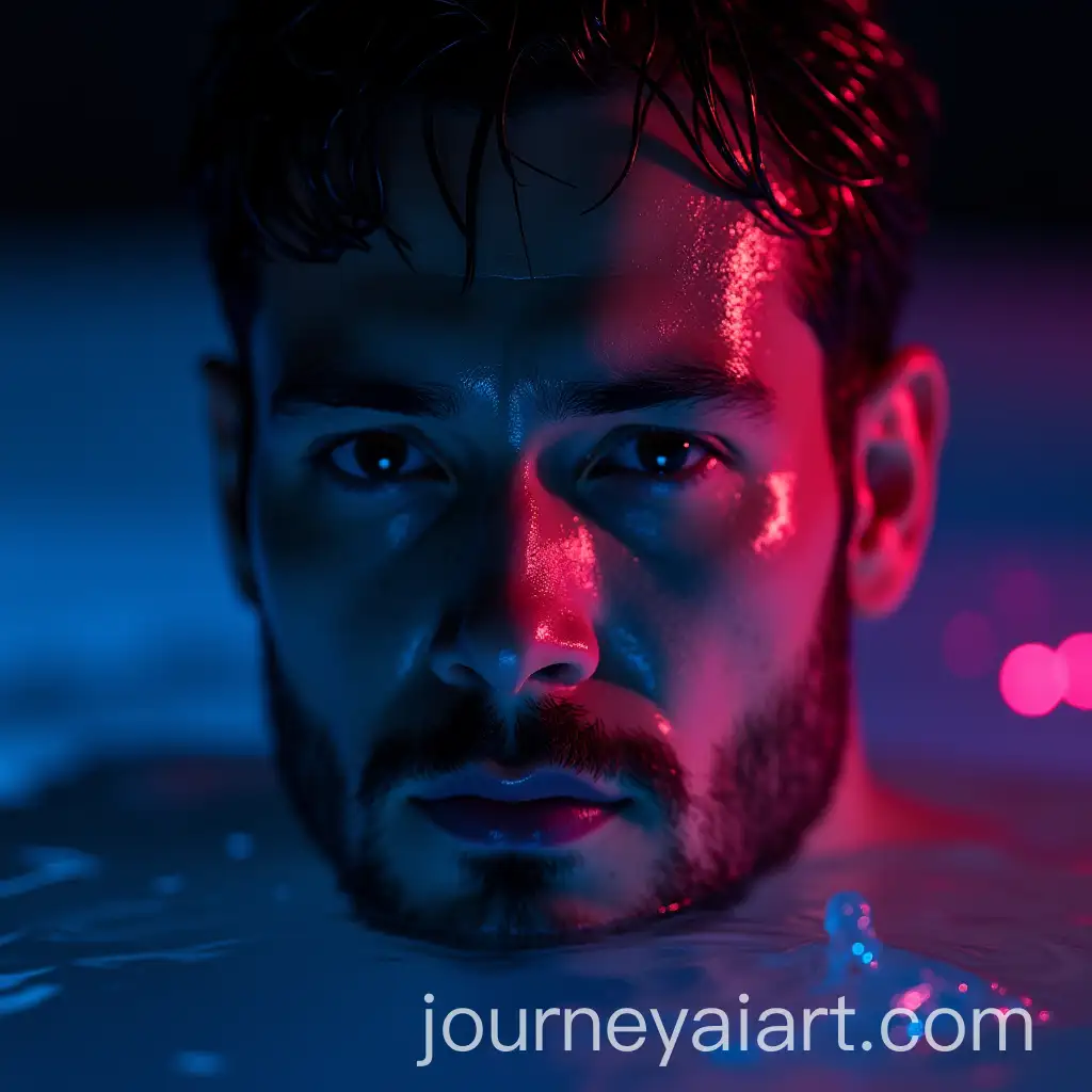Hyperrealistic-Cinematic-Portrait-of-a-Mans-Face-Partially-Submerged-inAI-Image-Prompt-Expansion-Water-with-Neon-Lighting