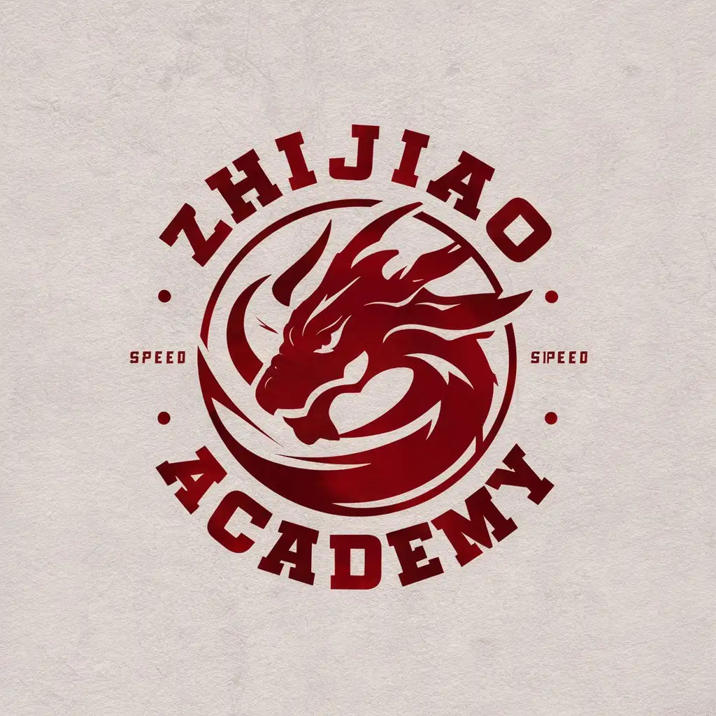 a vector logo design,with the text "ZhiJiao Academy", main symbol:lightning, dragon claw, speed sensation, dark red color,Moderate,clear background