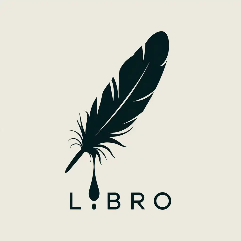 LOGO Design for LIBRO Dark Feathers Bleeding with Modern Typography